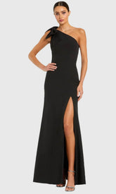 Bow Detail One-Shoulder Prom Gown